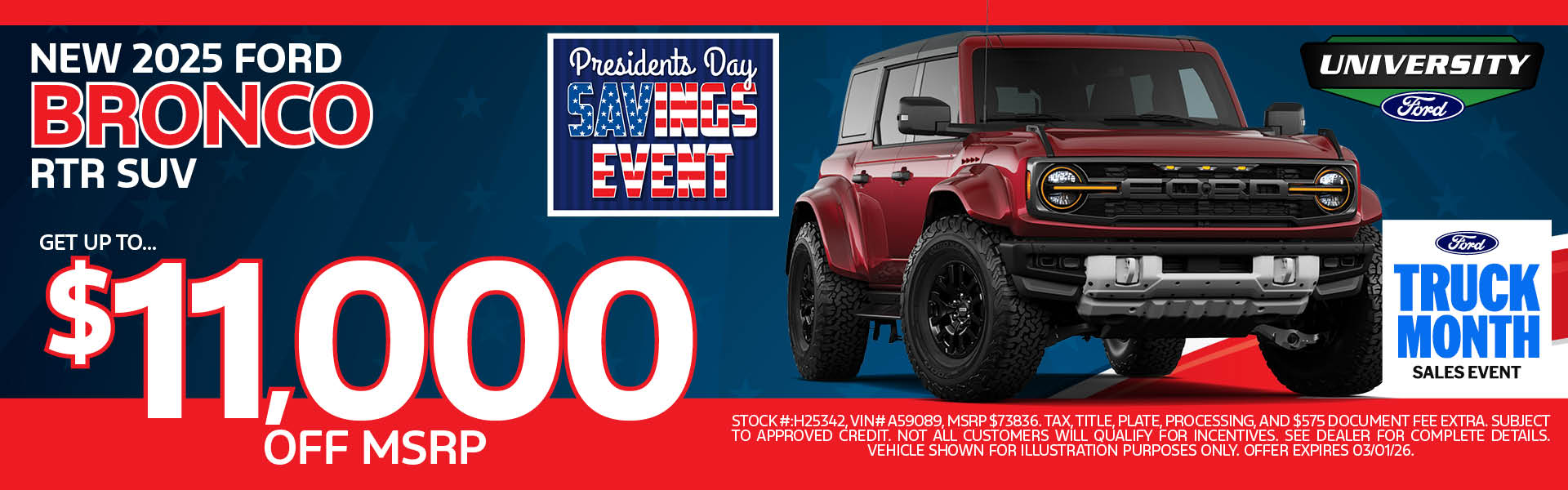 Presidents Day Savings Event