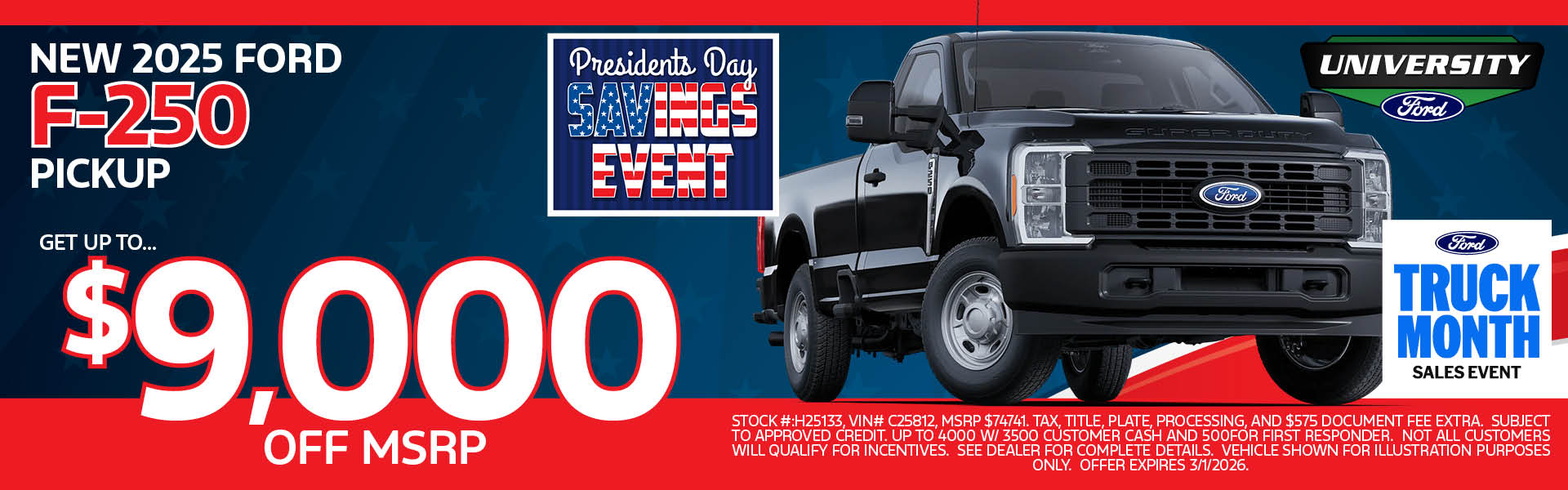 Presidents Day Savings Event