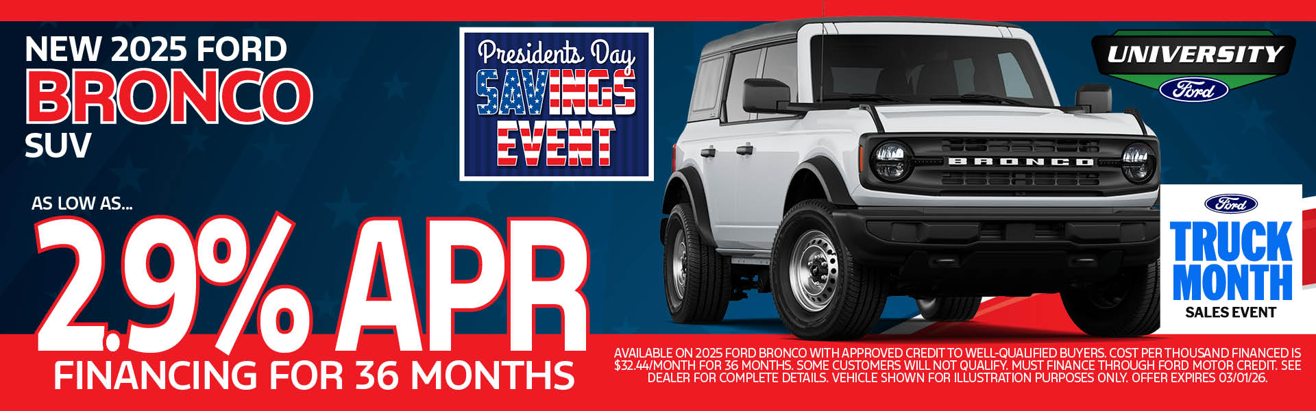Presidents Day Savings Event